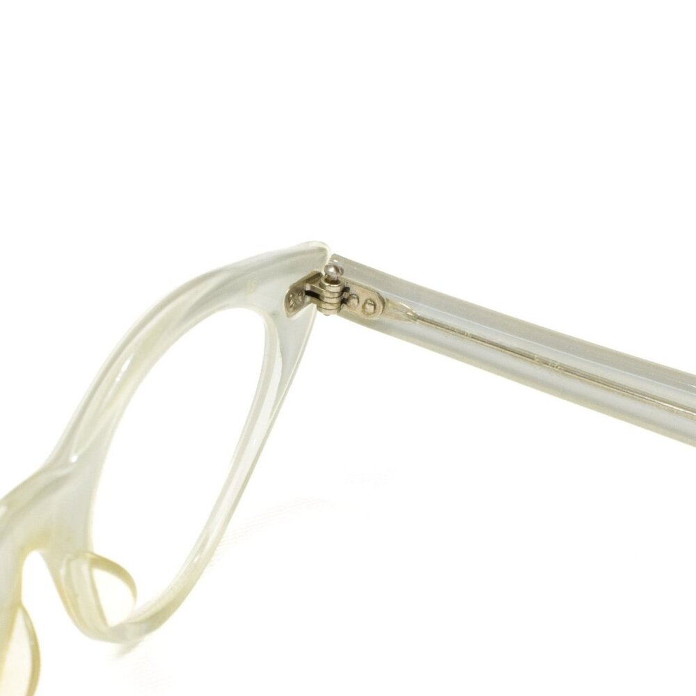Vintage 50s White Cat Eye Glasses W/ Star Detaili… - image 4